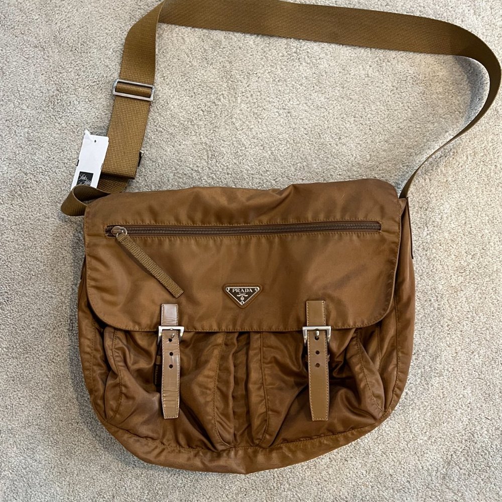 Prada Brown Nylon Vela Sport Messenger Bag
